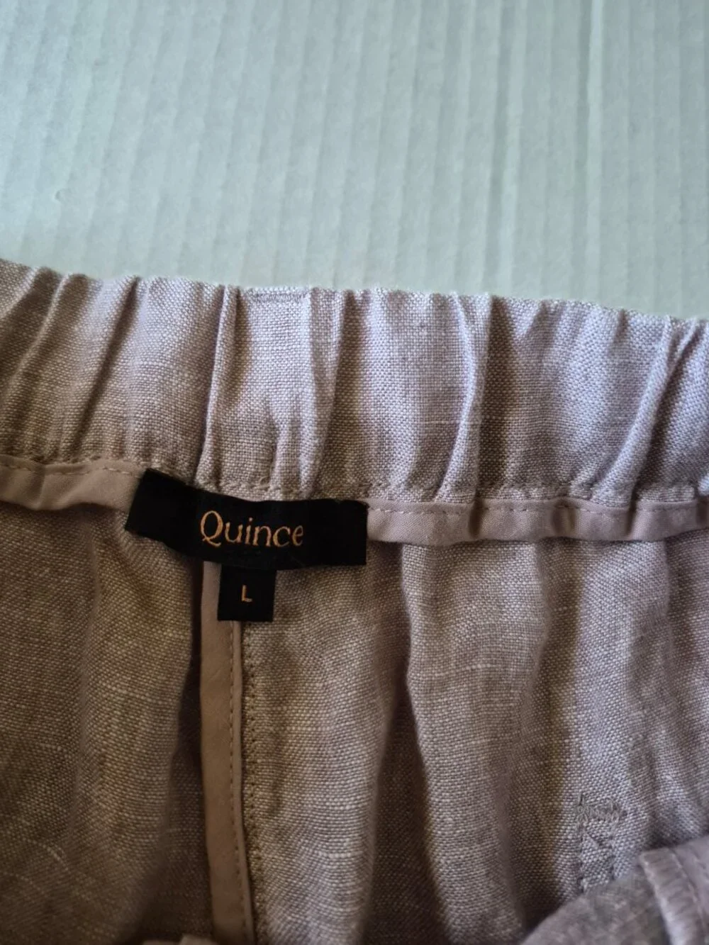 Quince 100% Linen Wide Leg Pants Vintage Pink Chambray Large